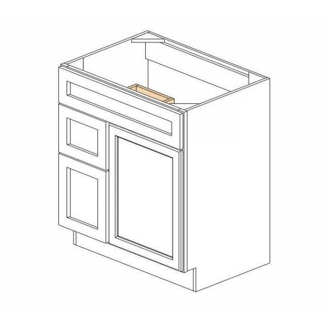 TW-S3021DL-34-1/2 Single Door Cabinets 30 Inch Combo Vanity with Left Drawer | Uptown White - image 5