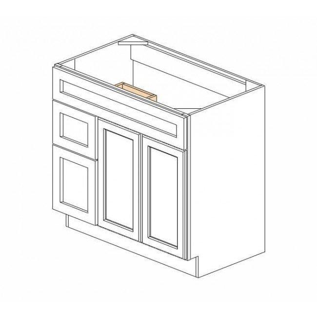 TG-S3621BDL-34-1/2 Double Door 36 Inch Sink Base Combo Vanity with Left Drawer | Midtown Grey - image 5