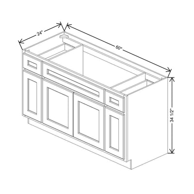 Fabuwood Quest Metro Java 60" W X 34 1/2" H X 24" D Combination Sink Base Cabinet - Both Side(BS) - image 1