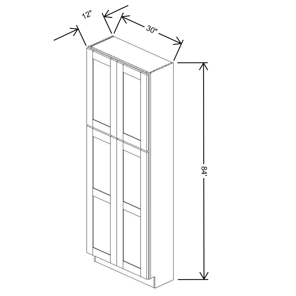 Fabuwood Allure Galaxy Dove 30" W X 84" H X 12" D Tall Pantry Cabinet - RIGHT SIDE (R)
