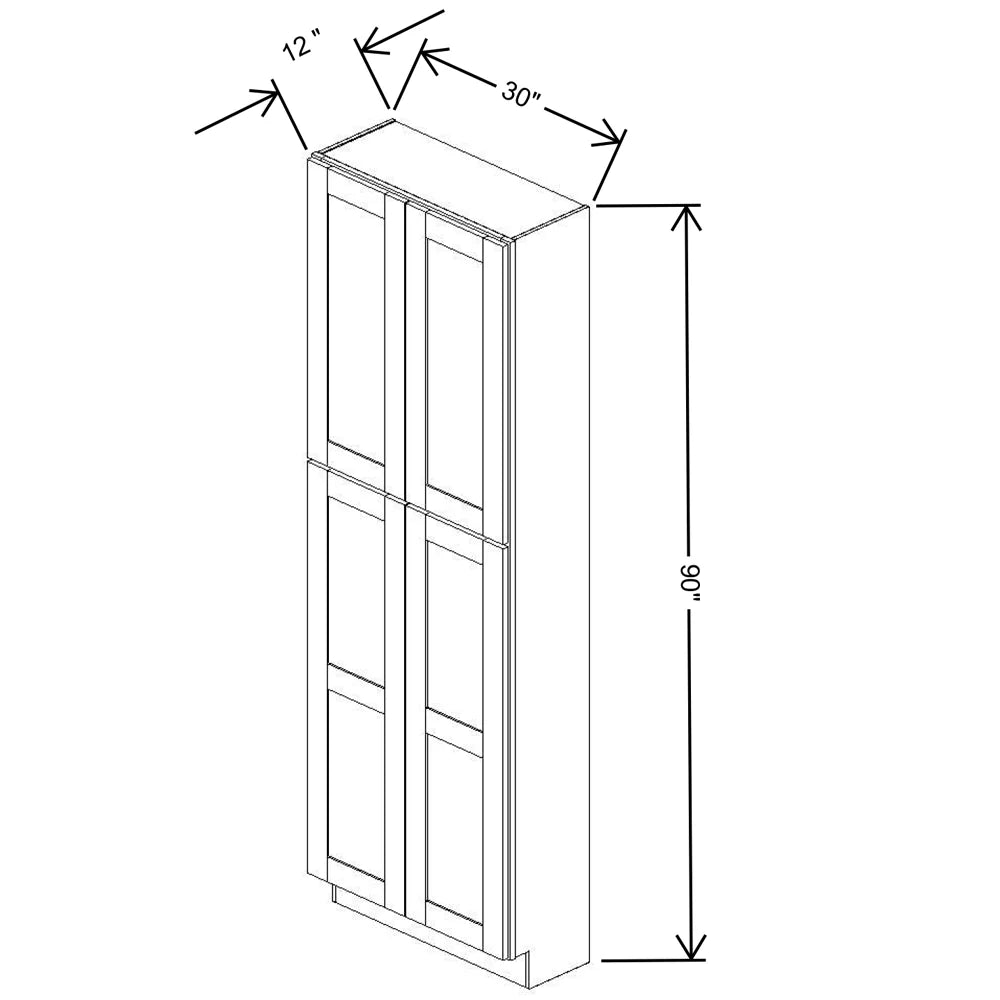 Fabuwood Allure Galaxy Frost 30" W X 90" H X 12" D Tall Pantry Cabinet - BOTH SIDE (BS)