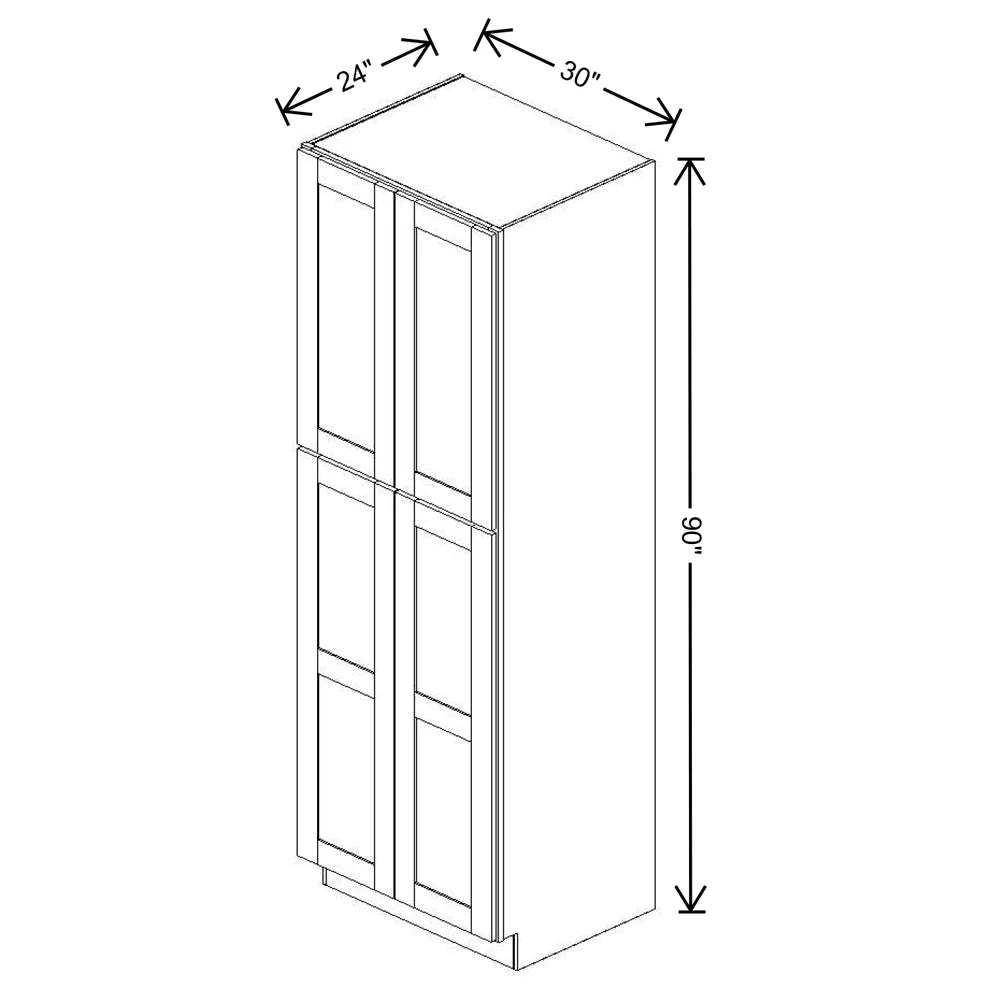 Fabuwood Allure Galaxy Frost 30" W X 90" H X 24" D Tall Pantry Cabinet - RIGHT SIDE (R)