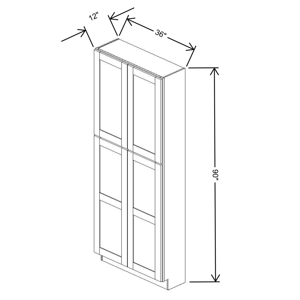 Fabuwood Allure Galaxy Frost 36" W X 90" H X 12" D Tall Pantry Cabinet - RIGHT SIDE (R)