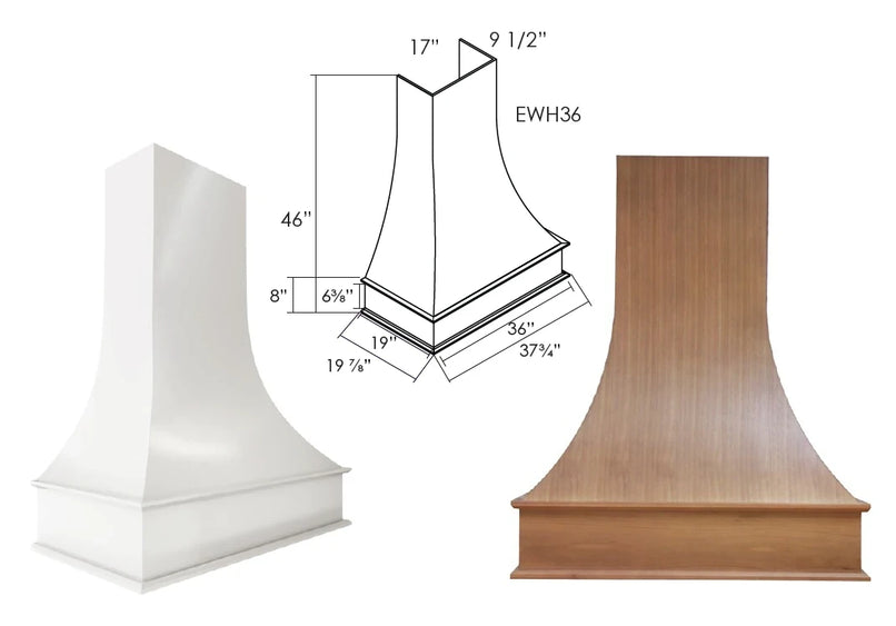 PH-EWH36 36 Inch Wall Range Hood Cabinet with Trimmable Top | Petit OAK - image 1