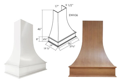 PR-EWH36 36 Inch Wall Range Hood Cabinet with Trimmable Top | Petit Brown - image 1