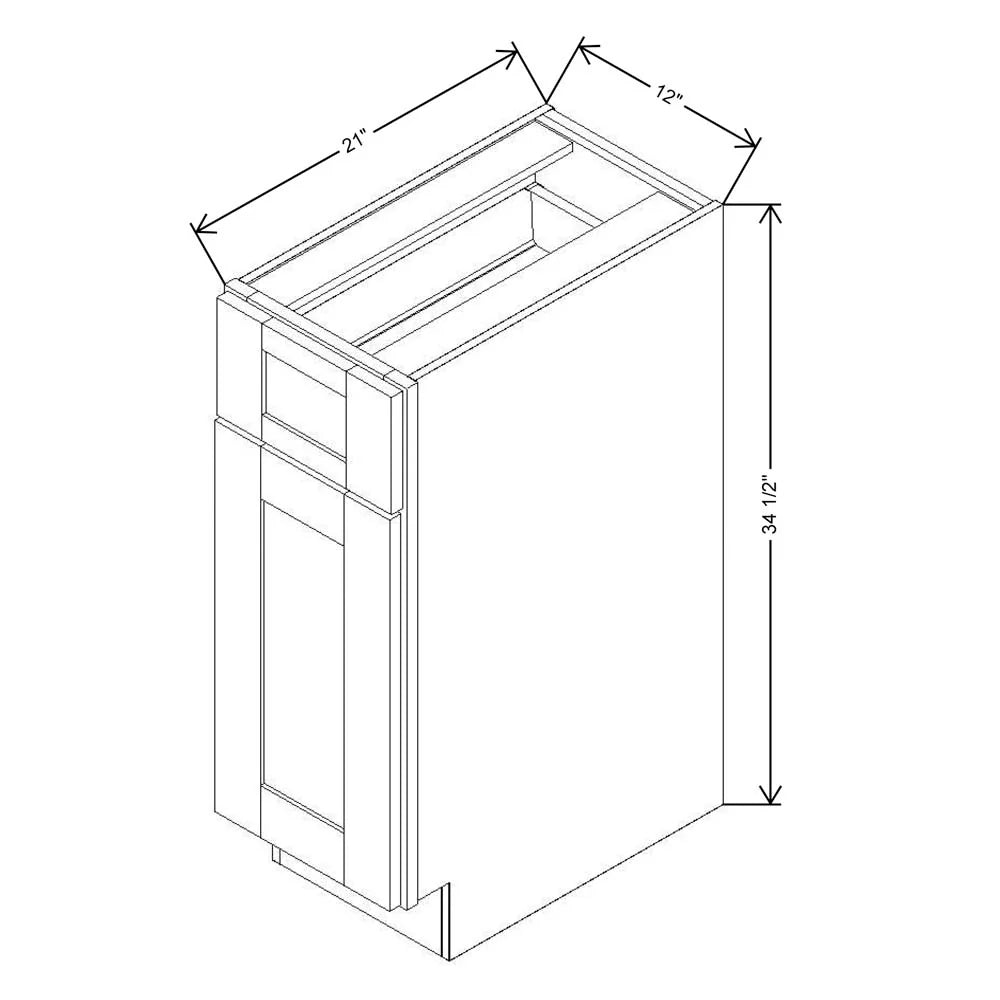 Fabuwood Allure Onyx Frost 12" W X 34 1/2" H X 21" D Vanity Base Cabinet - BOTH SIDE (BS)