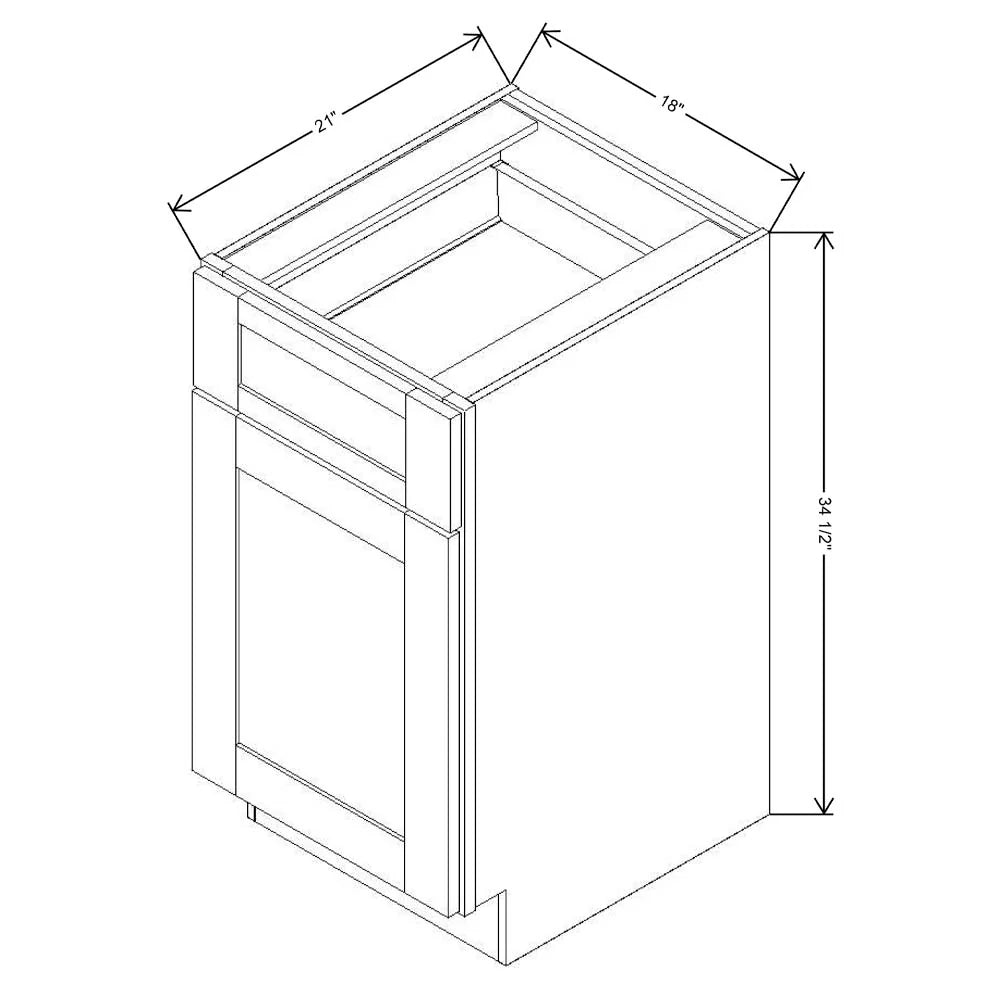 Fabuwood Allure Galaxy Timber 18" W X 34 1/2" H X 21" D Vanity Base Cabinet - RIGHT SIDE (R)
