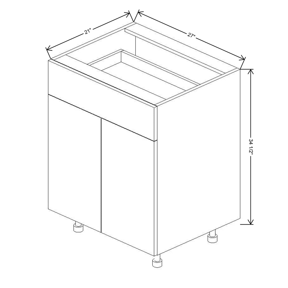 Fabuwood Illume Tuscany Olmo 3 27" W x 34 1/2" H x 21" D Double Door Vanity Base Cabinet