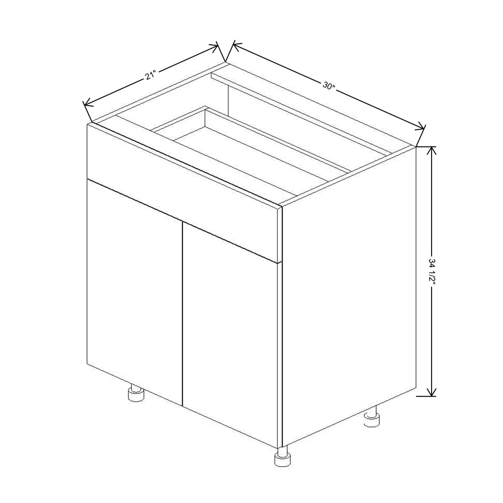 Fabuwood Illume Tuscany Muratti 4 30" W x 34 1/2" H x 21" D Double Door Vanity Base Cabinet