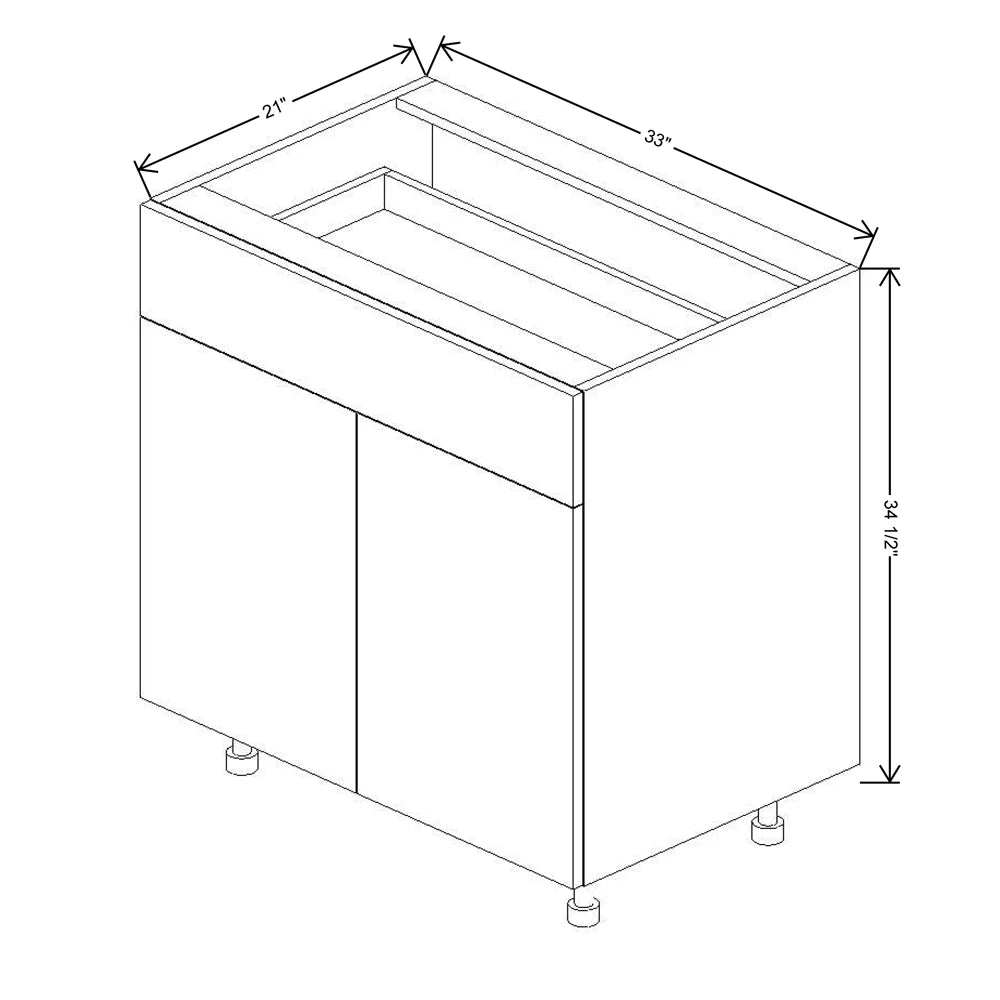 Fabuwood Illume Tuscany Olmo 3 33" W x 34 1/2" H x 21" D Double Door Vanity Base Cabinet