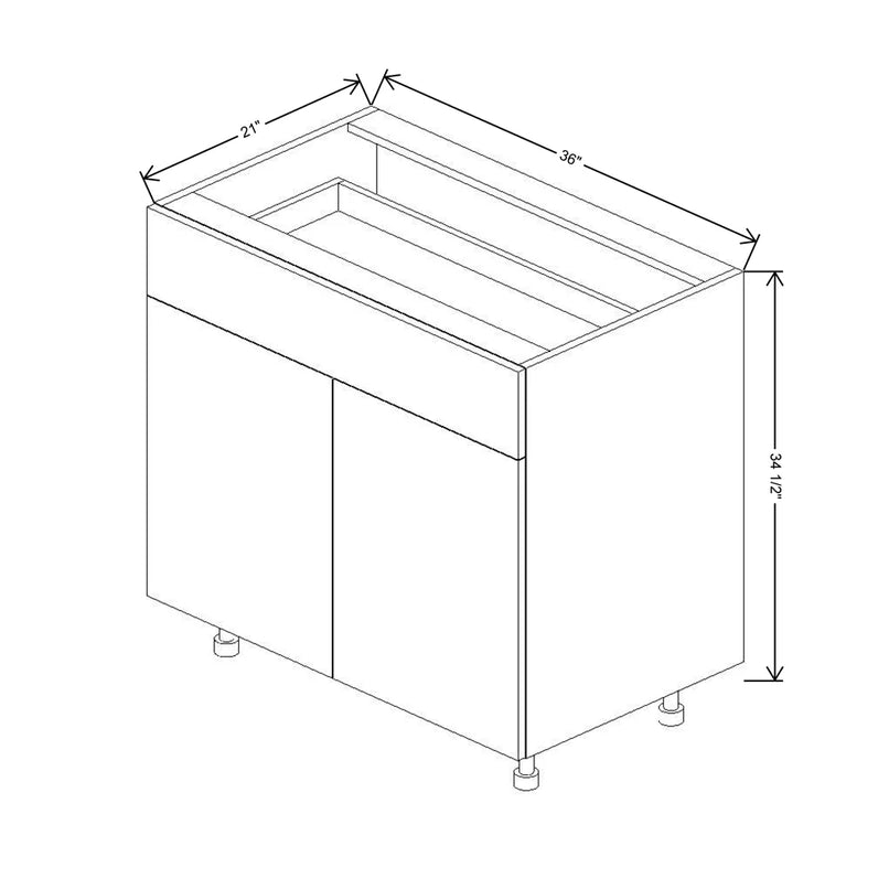 Fabuwood Illume Catalina Bianco Gloss 36" W X 34 1/2" H X 21" D Double Door Vanity Base Cabinet - image 1