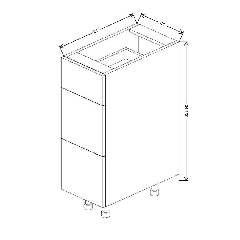 Fabuwood Illume Catalina Muratti 1 12" W X 34 1/2" H X 21" D 3 Drawer Vanity Base Cabinet - image 1