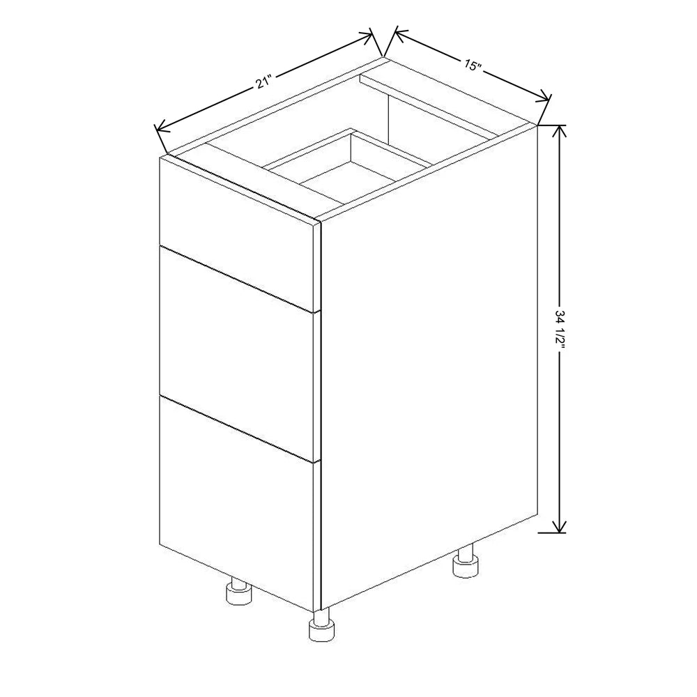 Fabuwood Illume Catalina Muratti 1 15" W X 34 1/2" H X 21" D 3 Drawer Vanity Base Cabinet - image 1