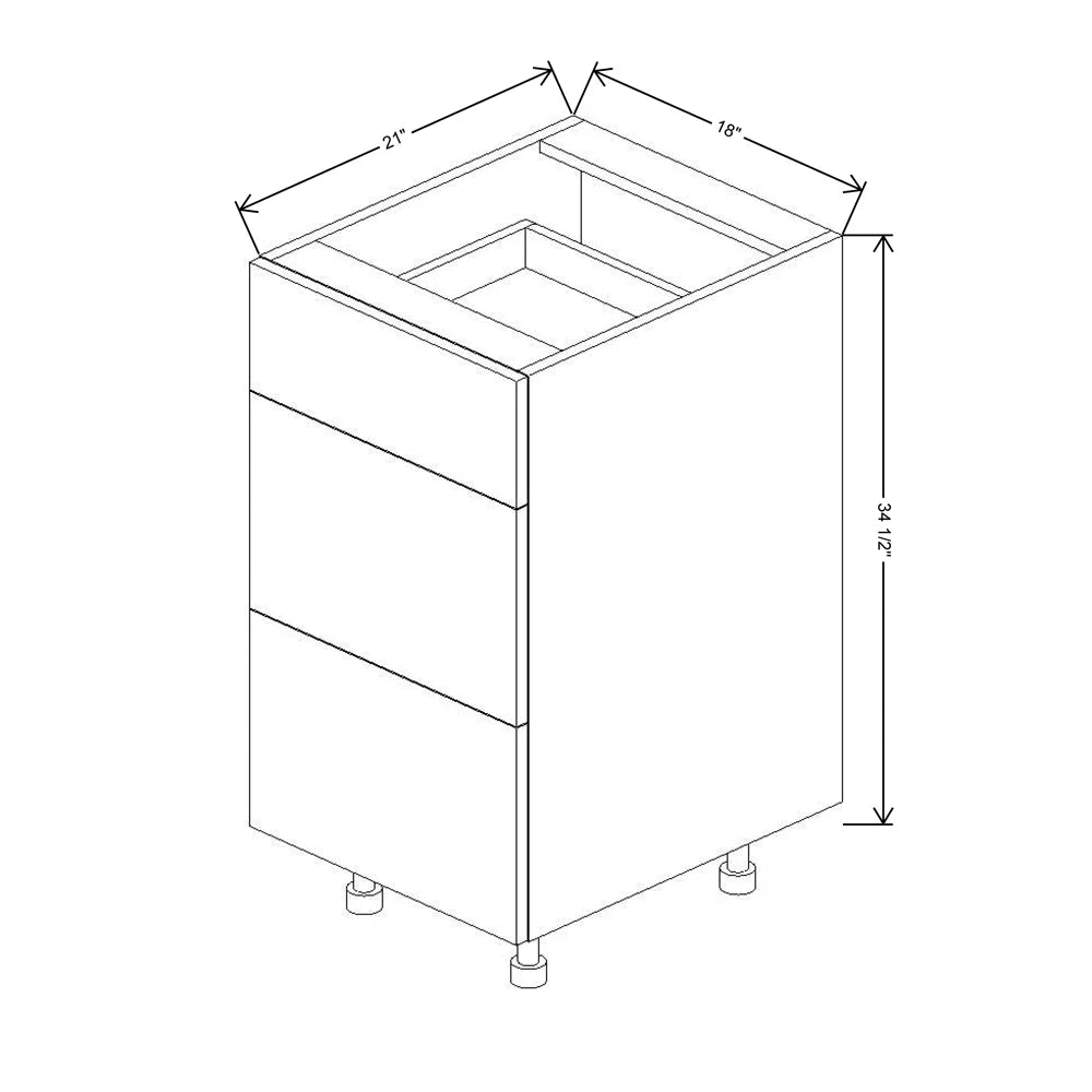 Fabuwood Illume Tuscany Muratti 4 18" W x 34 1/2" H x 21" D 3 Drawer Vanity Base Cabinet