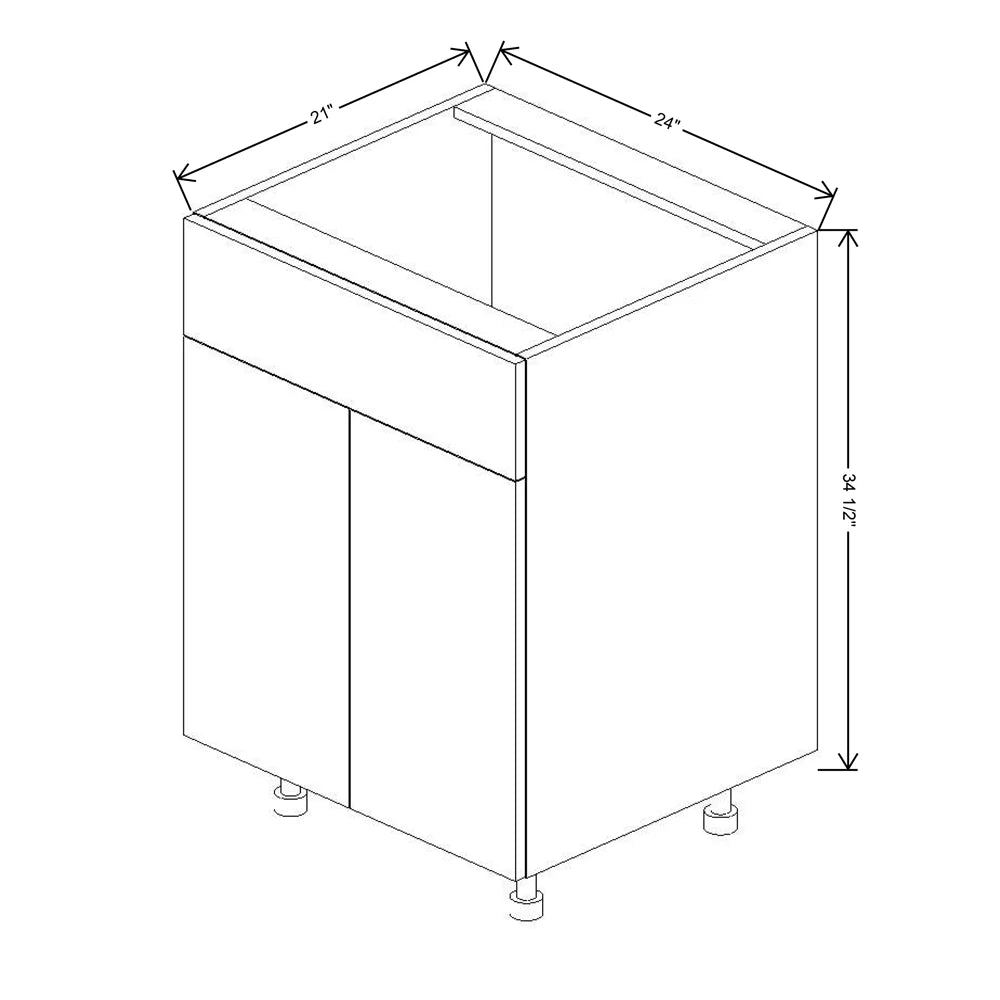 Fabuwood Illume Catalina Bianco Gloss 24" W X 34 1/2" H X 21" D Double Door Vanity Sink Base Cabinet