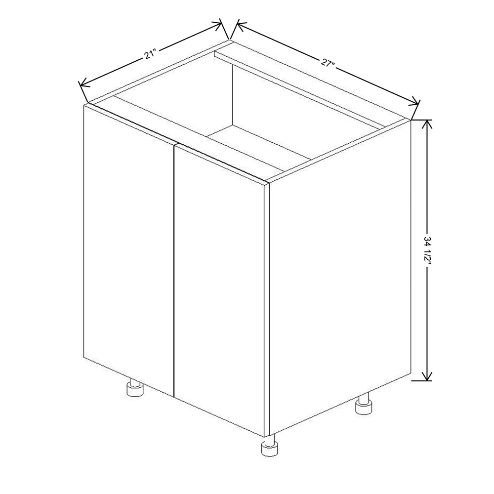 Fabuwood Illume Catalina Como Ash 2 27" W x 34 1/2" H x 21" D Full Height Double Door Vanity Sink Base Cabinet