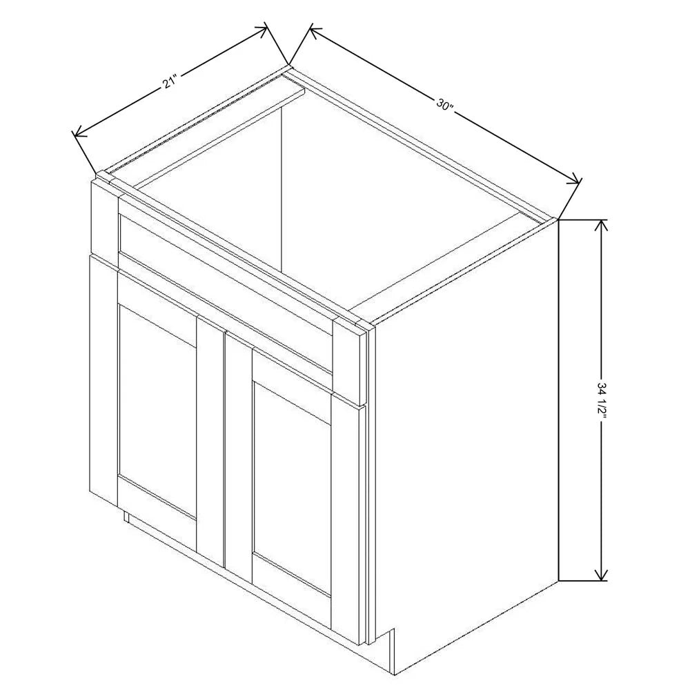 Fabuwood Quest Metro Mist 30" W X 34 1/2" H X 21" D Vanity Sink Base Cabinet - BOTH SIDE (BS)