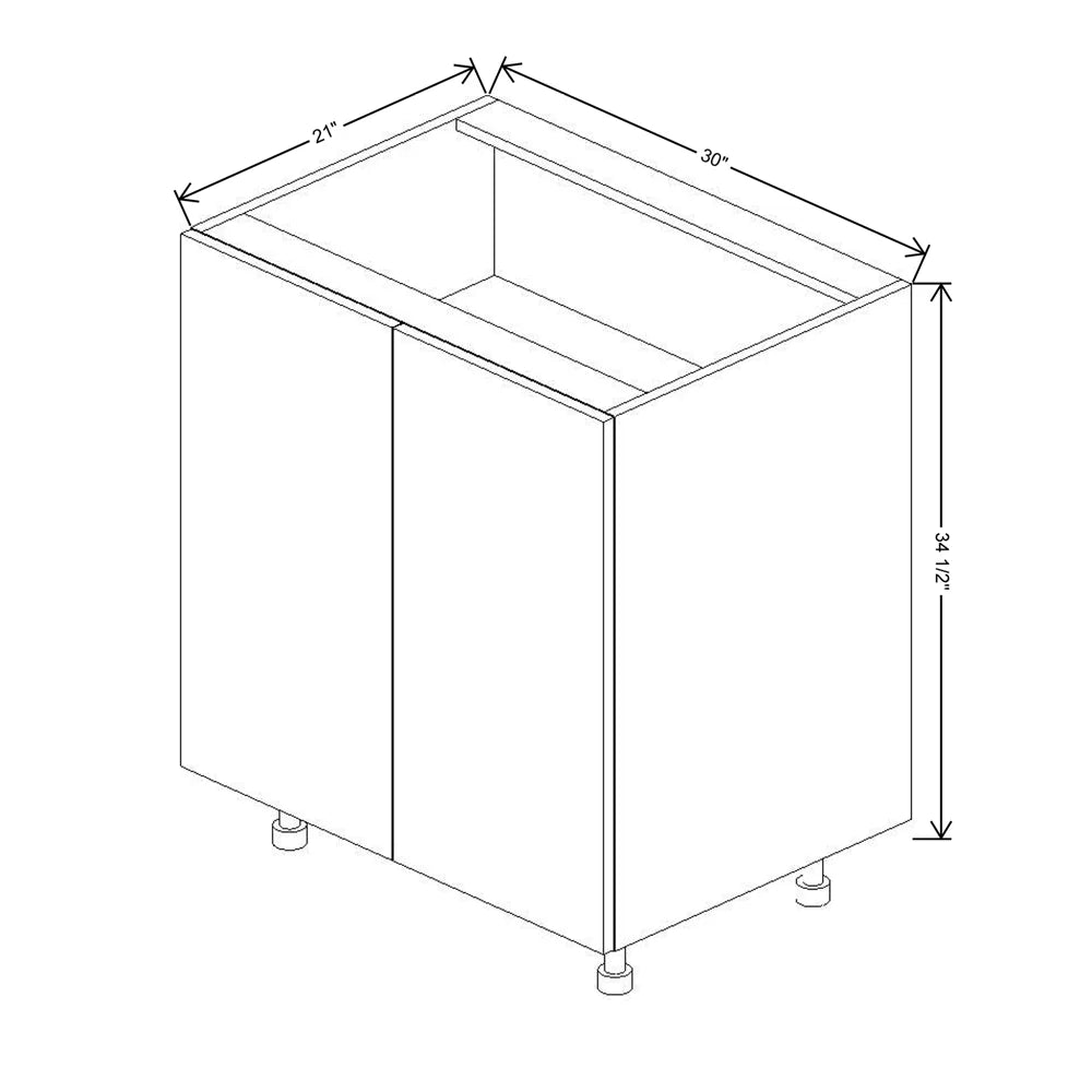 Fabuwood Illume Catalina Olmo 3 30" W x 34 1/2" H x 21" D Full Height Double Door Vanity Sink Base Cabinet