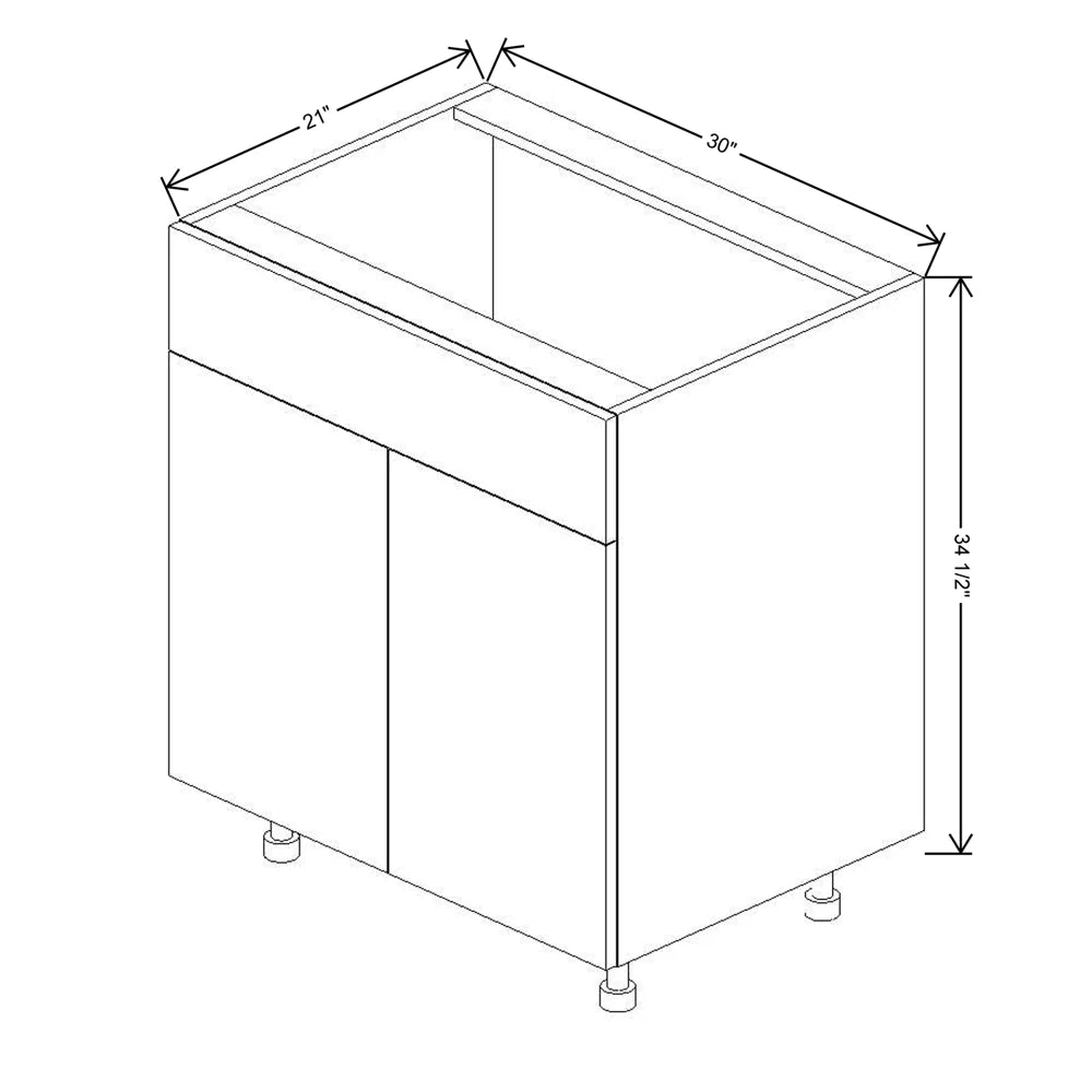 Fabuwood Illume Catalina Bianco Gloss 30" W X 34 1/2" H X 21" D Double Door Vanity Sink Base Cabinet - image 1
