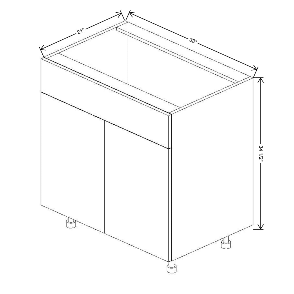 Fabuwood Illume Catalina Muratti 4 33" W x 34 1/2" H x 21" D Double Door Vanity Sink Base Cabinet