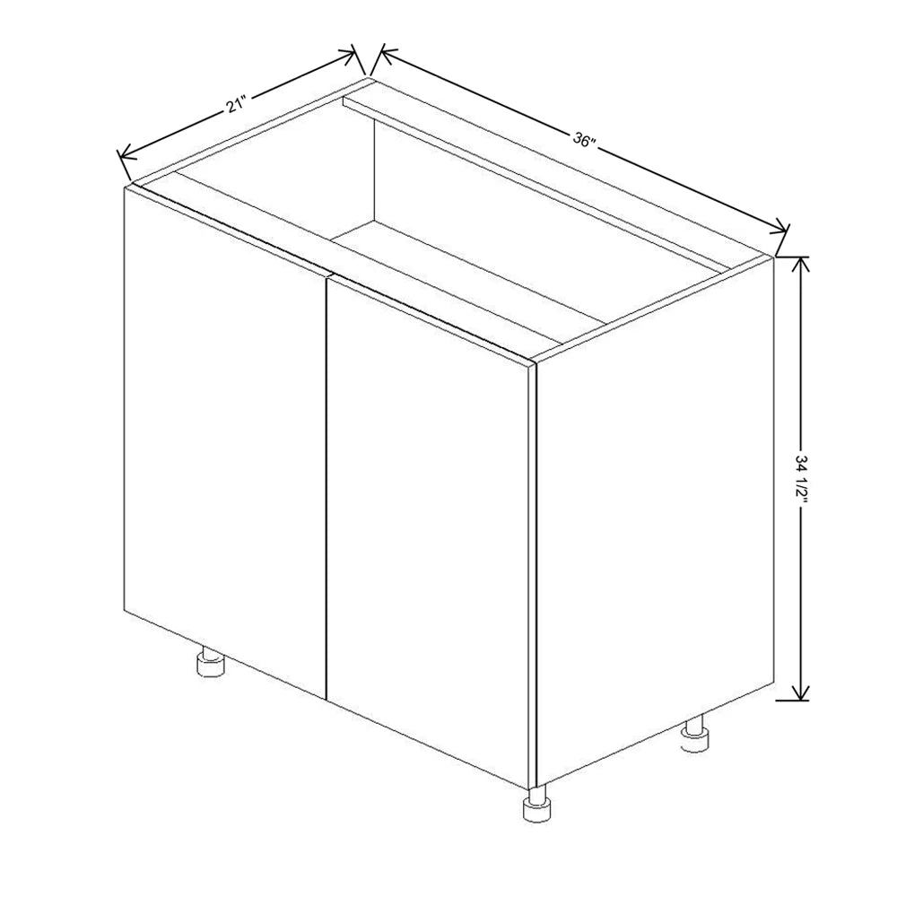 Fabuwood Illume Catalina Como Ash 2 36" W x 34 1/2" H x 21" D Full Height Double Door Vanity Sink Base Cabinet