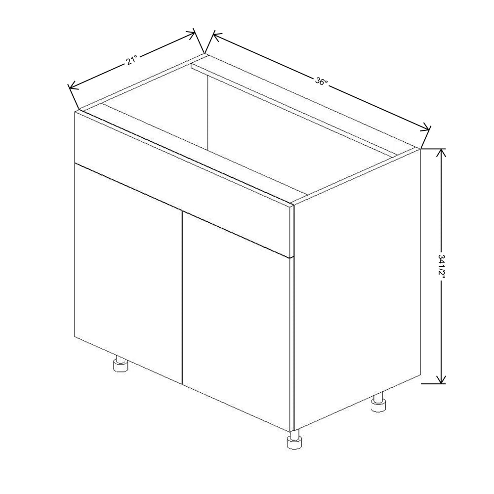 Fabuwood Illume Catalina Grigio Gloss 36" W X 34 1/2" H X 21" D Double Door Vanity Sink Base Cabinet