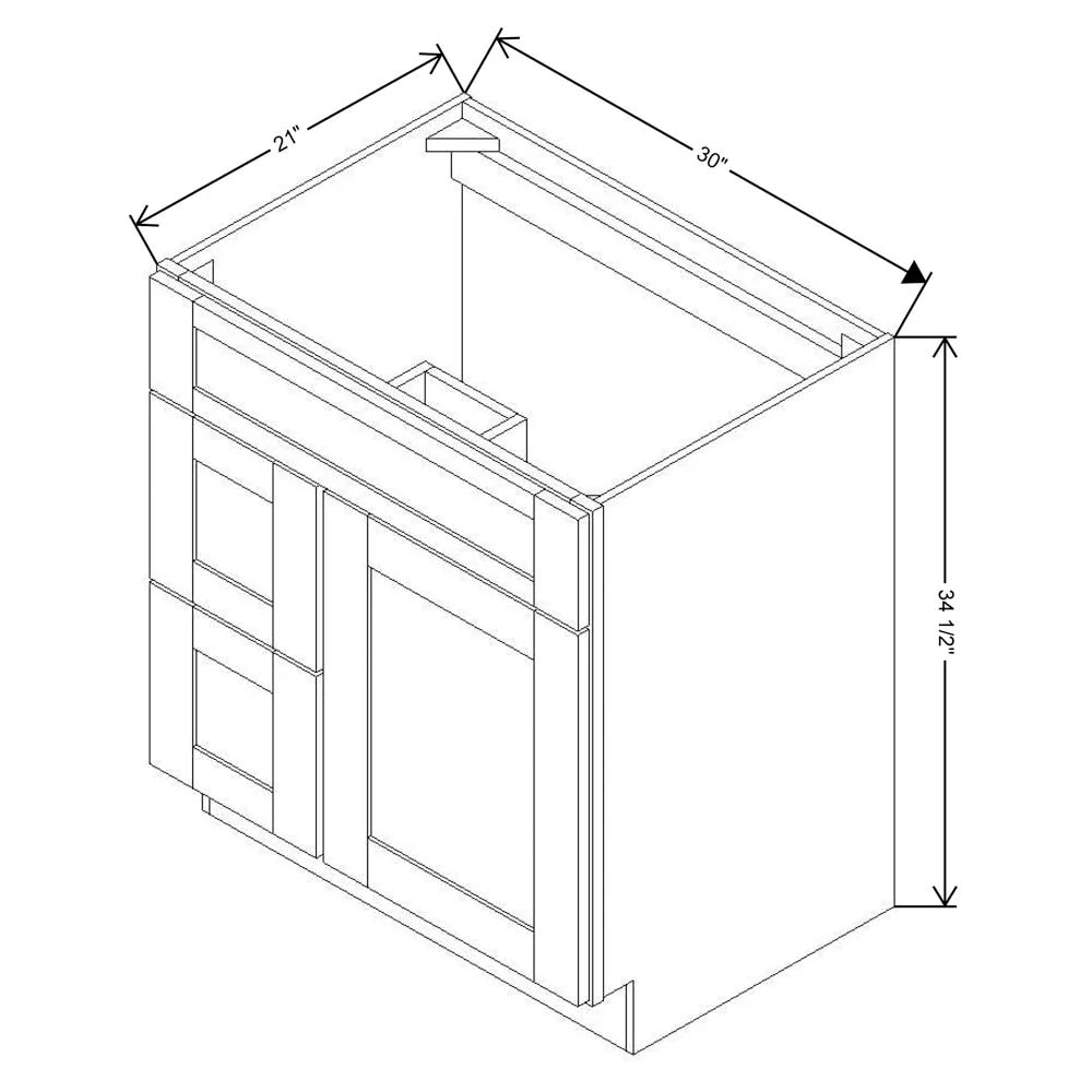 Fabuwood Allure Galaxy Frost 30" W X 34 1/2" H X 21" D Vanity Combo Single Sink w/ 1 Door And 2 Drawers Left Cabinet - RIGHT SIDE (R) - image 1