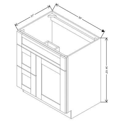 Fabuwood Allure Galaxy Horizon 30" W X 34 1/2" H X 21" D Vanity Combo Single Sink W/ 1 Door And 2 Drawers Left Cabinet - LEFT SIDE (L) - image 1