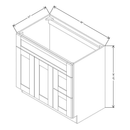 Fabuwood Allure Galaxy Mocha 36" W X 34 1/2" H X 21" D Vanity Combo Single Sink w/ 1 Door And 2 Drawers Right Cabinet - NO FINISH - image 1