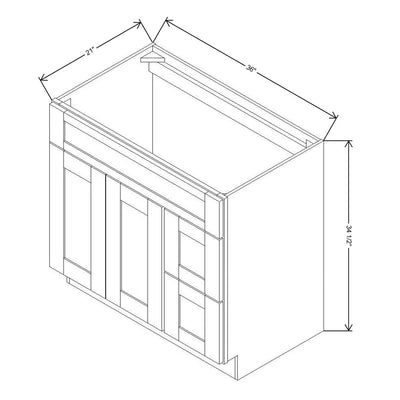 Fabuwood Allure Onyx Frost 36" W X 34 1/2" H X 21" D Vanity Combo Single Sink w/ 1 Door And 2 Drawers Right Cabinet - LEFT SIDE (L) - image 1