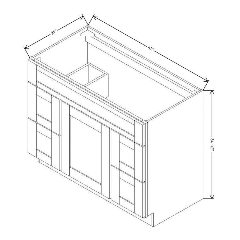 Fabuwood Allure Galaxy Mocha 42" W X 34 1/2" H X 21" D Vanity Combo Single Sink w/4 Drawers Cabinet - LEFT SIDE (LS) - image 1