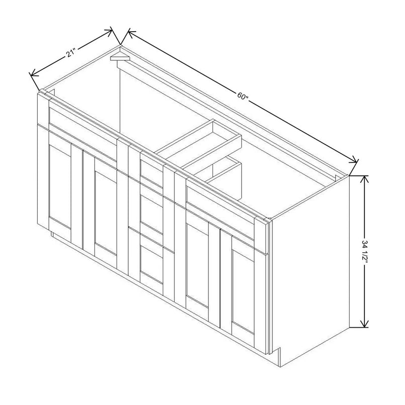 Fabuwood Allure Galaxy Dove 60" W X 34 1/2" H X 21" D Vanity Combo Double Sink Cabinet - LEFT SIDE (L) - image 1