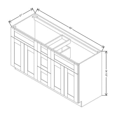 Fabuwood Allure Galaxy Cobblestone 60" W X 34 1/2" H X 21" D Vanity Combo Double Sink Cabinet - LEFT SIDE (L) - image 1