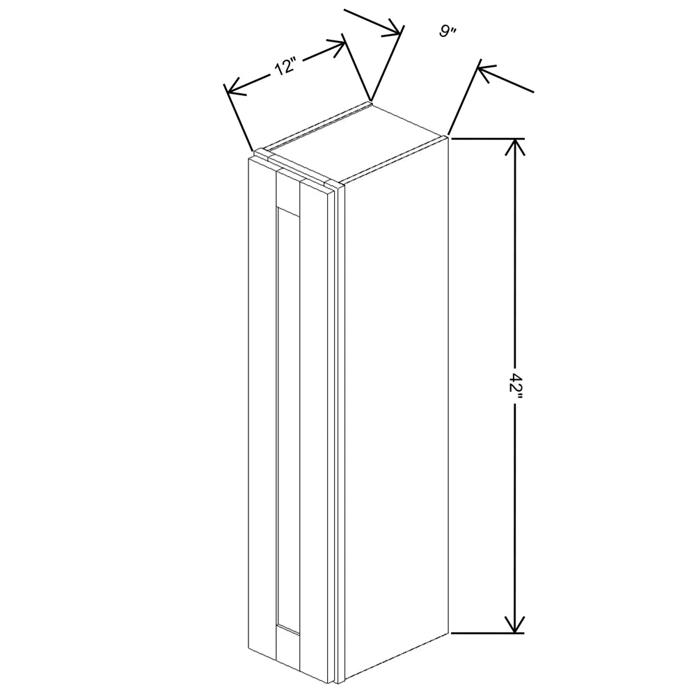 Fabuwood Quest Discovery Frost 9" W X 42" H X 12" D  Single Door Wall Cabinet - RIGHT SIDE (R)