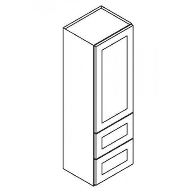 AX-W2D1860 Single Door Cabinets 18 Inch Wall Cabinet With 2 Built-In Drawers | XTerra Blue Shaker