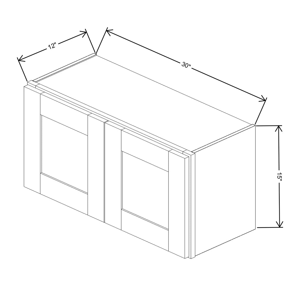 Fabuwood Quest Metro Mist 30" W X 15" H X 12" D Double Door Wall Cabinet - RIGHT SIDE (R)