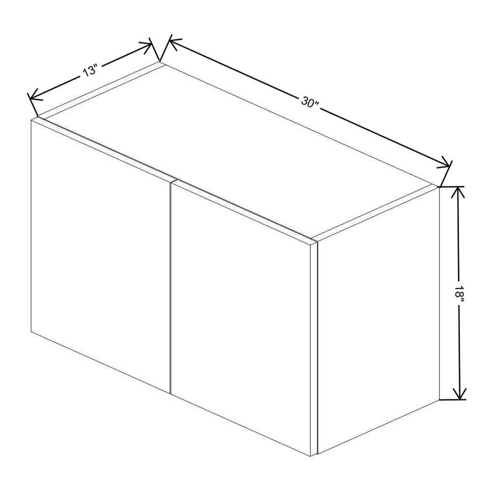 Fabuwood Illume Catalina Bianco Matte 30" W x 18" H x 13" D Double Door Wall Cabinet