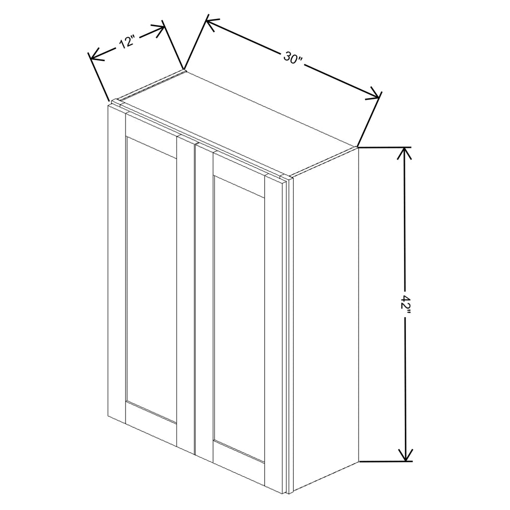 Fabuwood Allure Galaxy Dove 30" W X 42" H X 12" D Double Door Wall Cabinet - RIGHT SIDE (R)