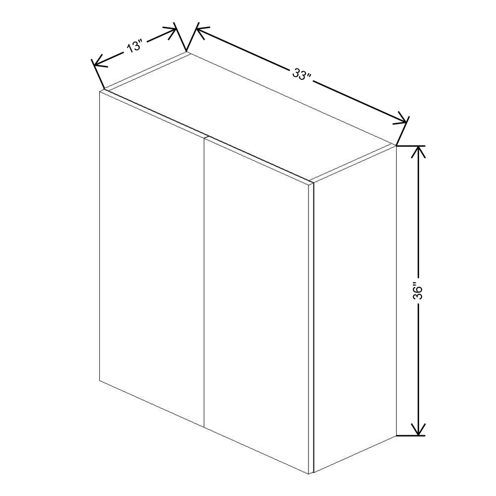 Fabuwood Illume Catalina Bianco Gloss 33" W X 36" H X 13" D Double Door Wall Cabinet