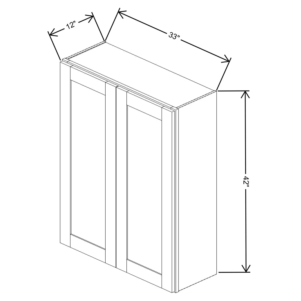 Fabuwood Quest Metro Mist 33" W X 42" H X 12" D Double Door Wall Cabinet - NO FINISH