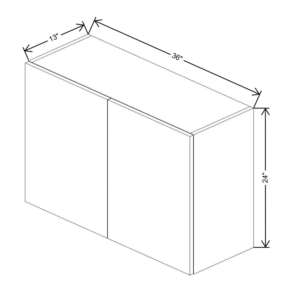 Fabuwood Illume Catalina Bianco Matte 36" W x 24" H x 13" D Double Door Wall Cabinet