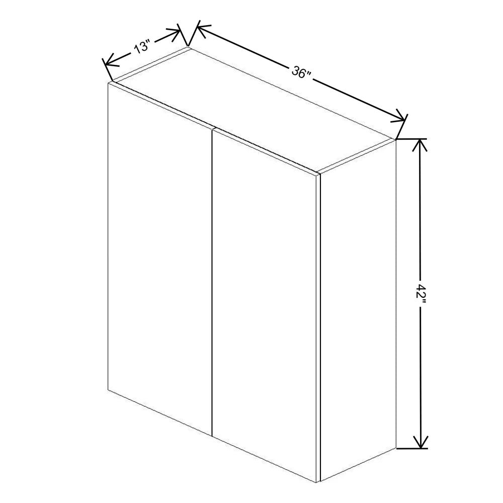 Fabuwood Illume Catalina Carbone Matte 36" W x 42" H x 13" D Double Door Wall Cabinet