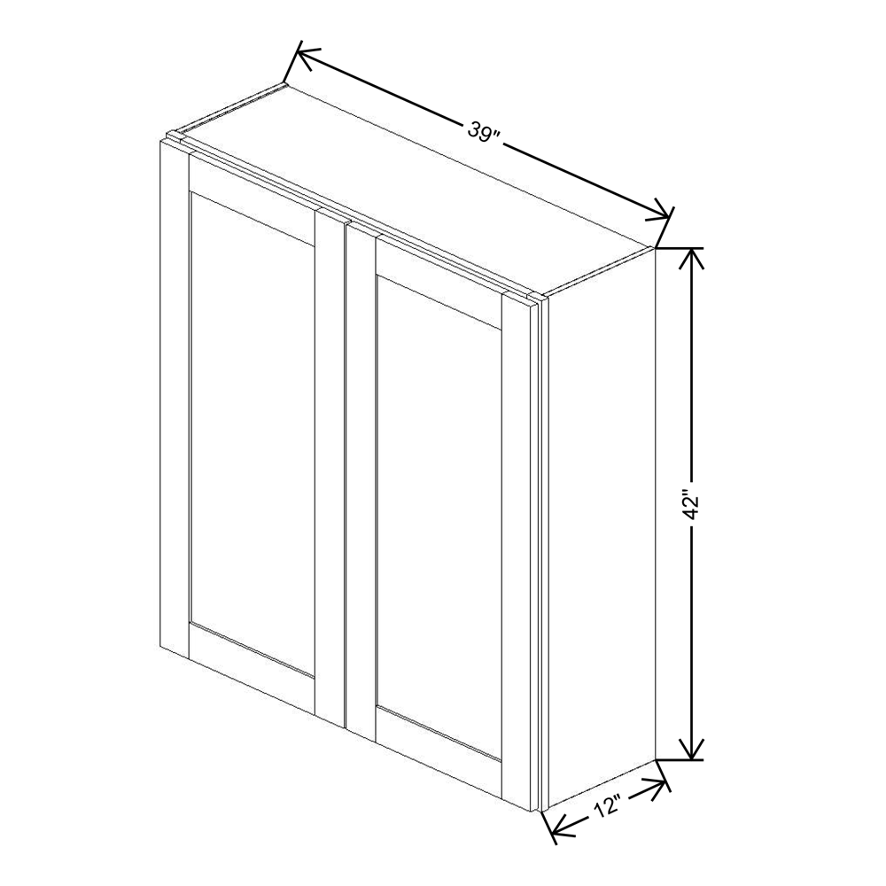 Fabuwood Allure Galaxy Mocha 39" W X 42" H X 12" D Double Door Wall Cabinet - RIGHT SIDE (RS)