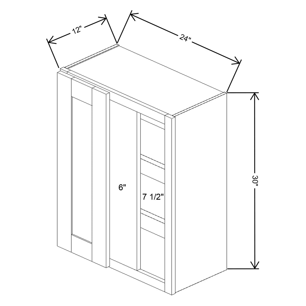 Fabuwood Value Premium Hallmark Frost 24" To 27" W X 30" H X 12" D Single Door Blind Corner Wall Cabinet - RIGHT SIDE (R) - image 1