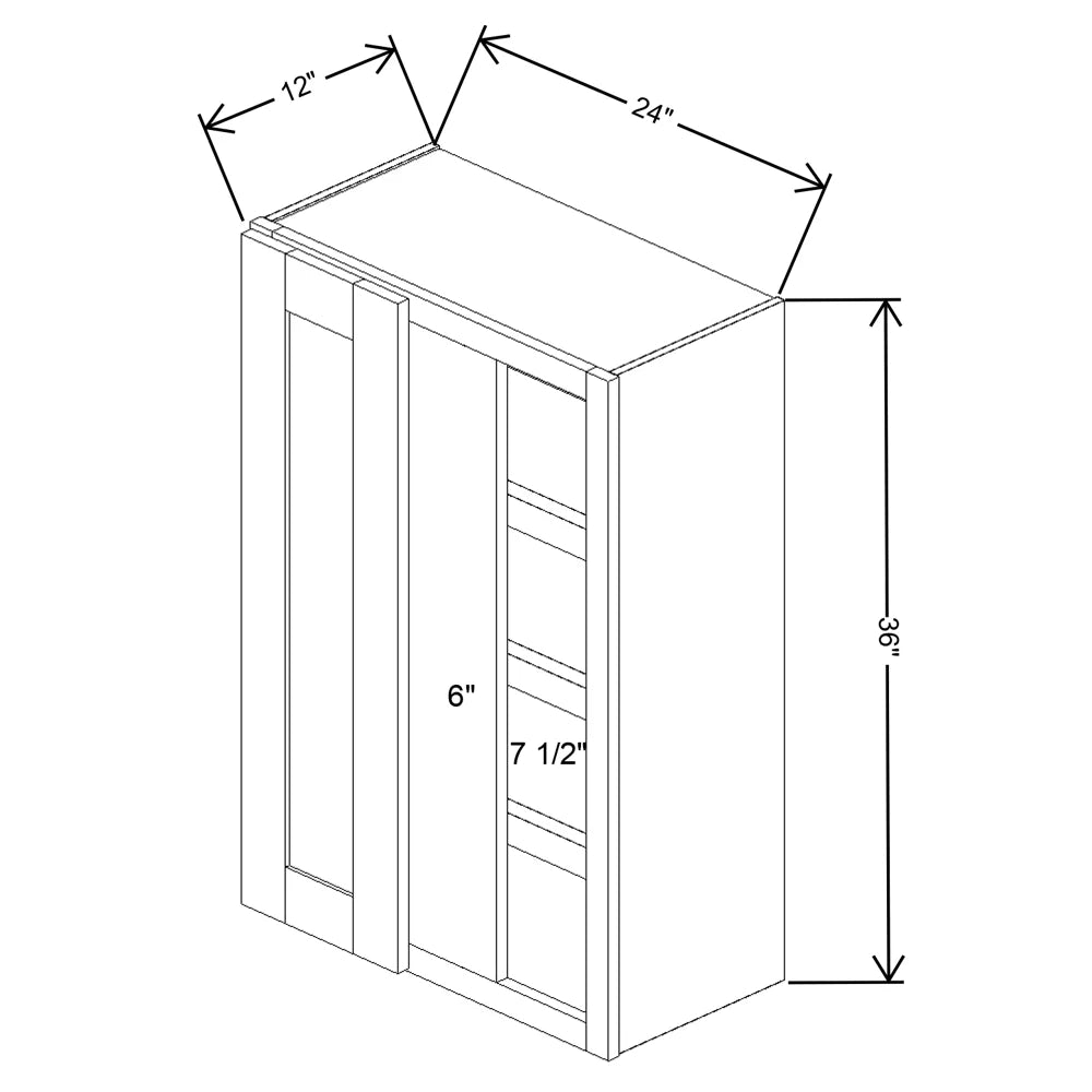Fabuwood Value Premium Hallmark Frost 24" To 27" W X 36" H X 12" D Single Door Blind Corner Wall Cabinet - NO FINISH