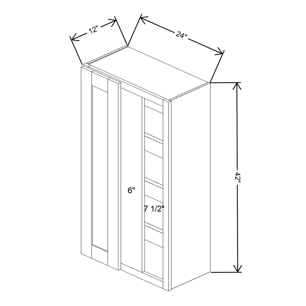 Fabuwood Allure Galaxy Frost 24" To 27" W X 42" H X 12" D Single Door Blind Corner Wall Cabinet - NO FINISH