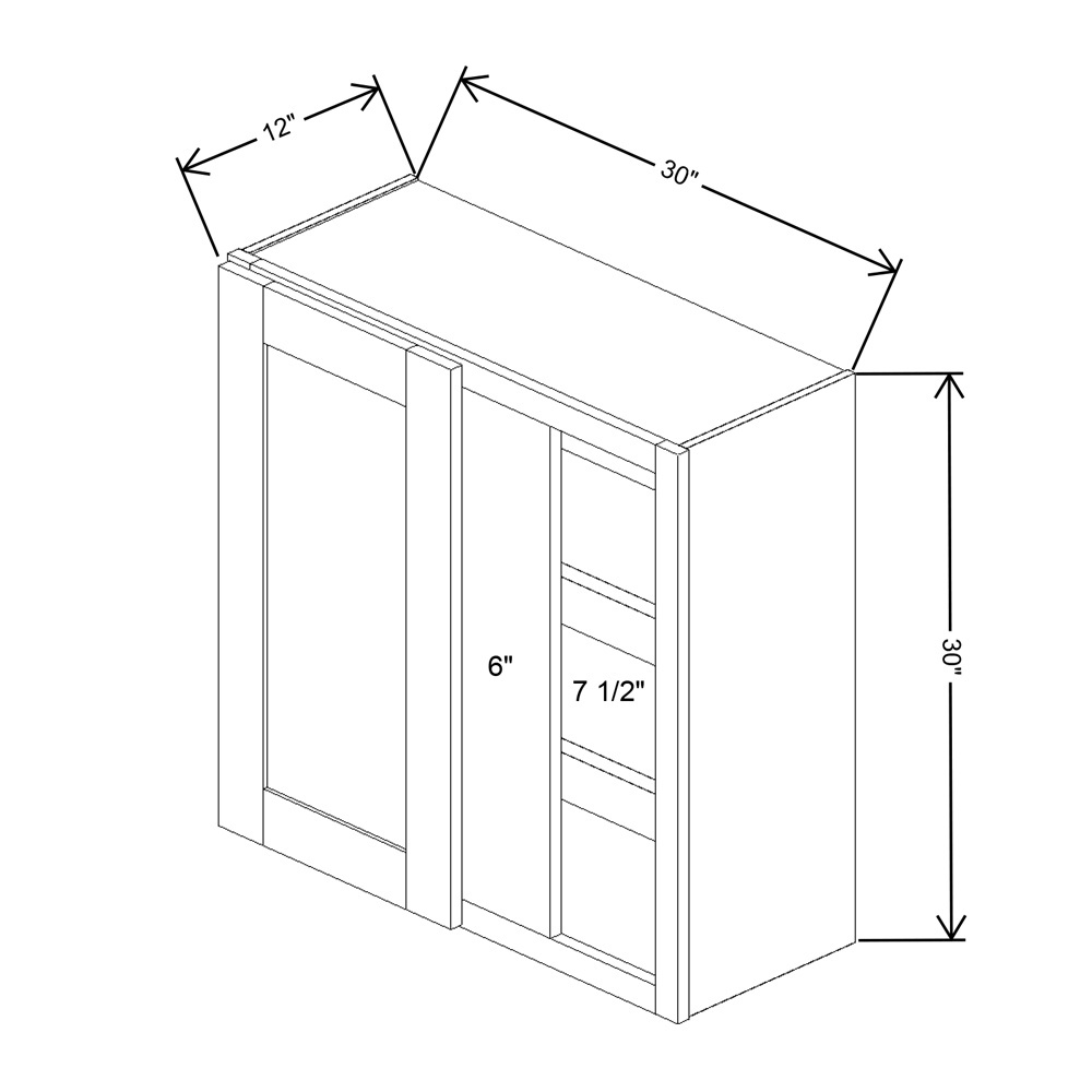 Fabuwood Allure Galaxy Mocha 30" To 33" W X 30" H X 12" D Single Door Blind Corner Wall Cabinet - RIGHT SIDE (RS) - image 1