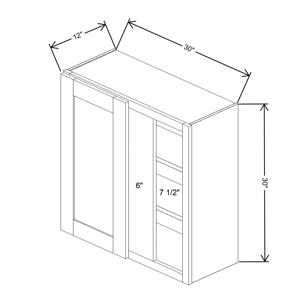 Fabuwood Allure Nexus Frost 30" To 33" W X 30" H X 12" D Single Door Blind Corner Wall Cabinet - BOTH SIDE (BS) - image 1