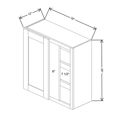 Fabuwood Quest Metro Mist 30" To 33" W X 30" H X 12" D Single Door Blind Corner Wall Cabinet - BOTH SIDE (BS) - image 1