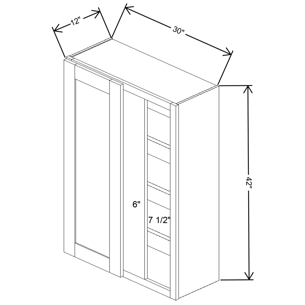 Fabuwood Allure Galaxy Dove 30" To 33" W X 42" H X 12" D Single Door Blind Corner Wall Cabinet - BOTH SIDE (BS) - image 1